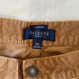 Talbots Woman Size 16W Brown Stretch Corduroy Heritage Fit JeansPants 98% COTTON